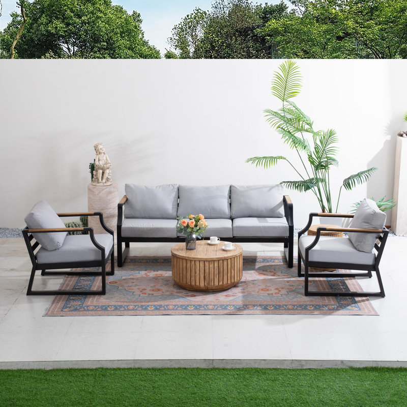 Penrose 5-Person Outdoor Sofa Seating Group, Black