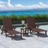 Ensemble de chaises longues inclinables en poly avec roulettes et porte-gobelets 3 pièces Brighton