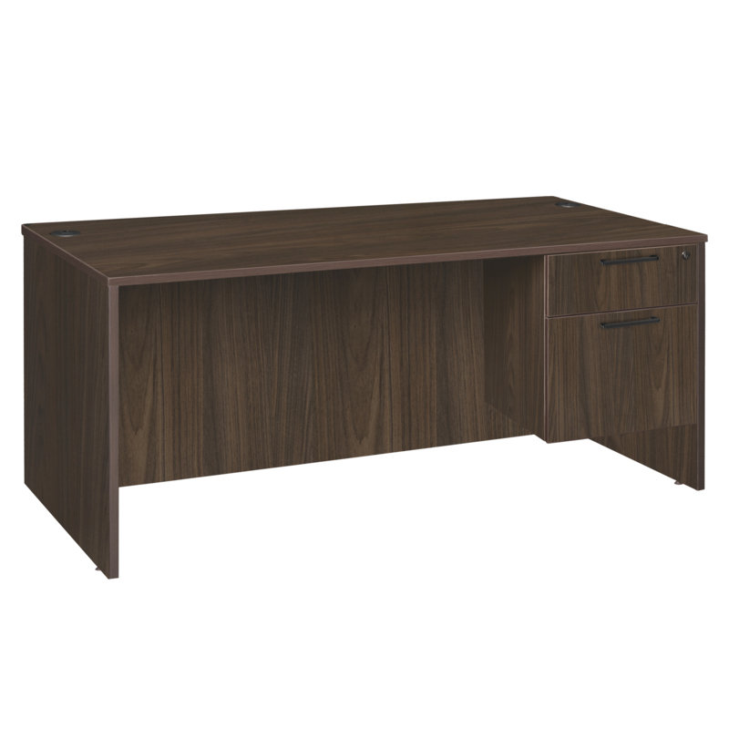 71 po x 35 po Dennard Bureau de direction avec tiroir à piédestal simple - Noyer néo