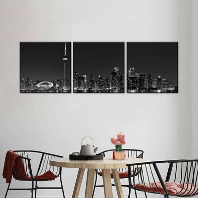 Toronto, ensemble de 3 pièces monochromes sur toile