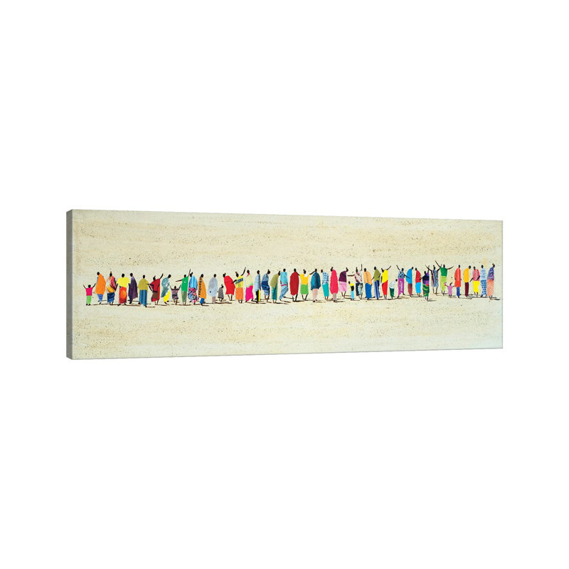 «African People In Line», reproduction d'art murale encadrée, H 12 po x l 36 po, Toile tendue, Ne s’applique pas