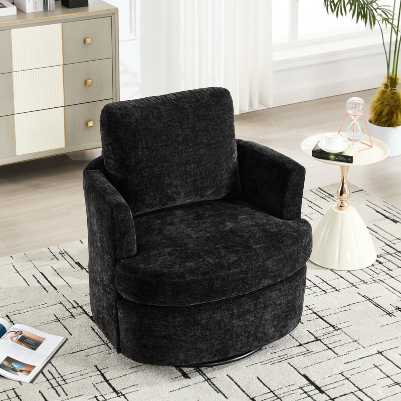 Fauteuil pivotant en chenille avec métal à 360 degrés, confortable et respirant pour une utilisation à long terme, idéal pour le bureau ou la maison, instructions d'assemblage simples et claires, plateau tournant, couleur noire