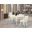 L'ensemble de table de salle à manger 3 pièces contient une table de salle à manger rectangulaire avec Dropleaf et 2 chaises rembourrées en similicuir blanc, lin blanc-106914464-106914468-109975752