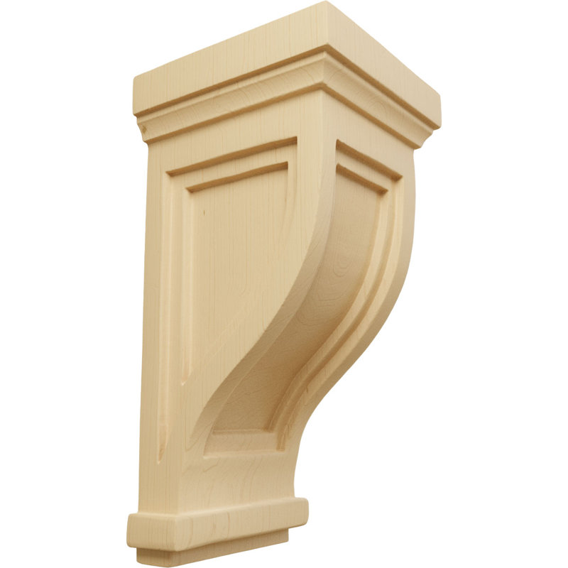 Alder Traditional Recessed Hand-Carved Wood Corbel, 10" x 5"
