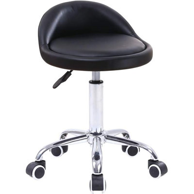 Tabouret à roulettes en cuir avec dossier réglable
