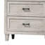 Commode haute Miot, 4 tiroirs avec poignées en métal, bois blanchi
