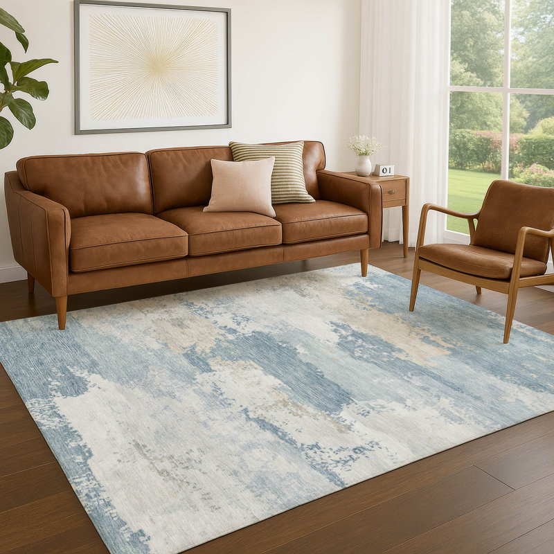 Machine Washable Indoor/Outdoor Kerwin ACN2372 Abstract Rug, Rectangle 3' x 5'