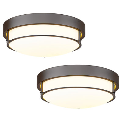 2 Pack 12 Inch 2-light Glass Flush Mount