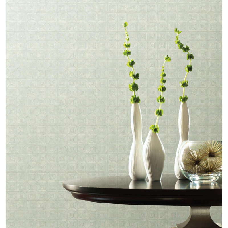 Kierulf Geometric Wallpaper Roll, Aqua, Cream, Beige