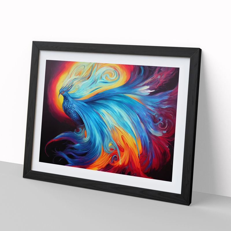 Spectacular Phoenix Bird - Framed Print, Black, 46cm H x 64cm W x 2cm D