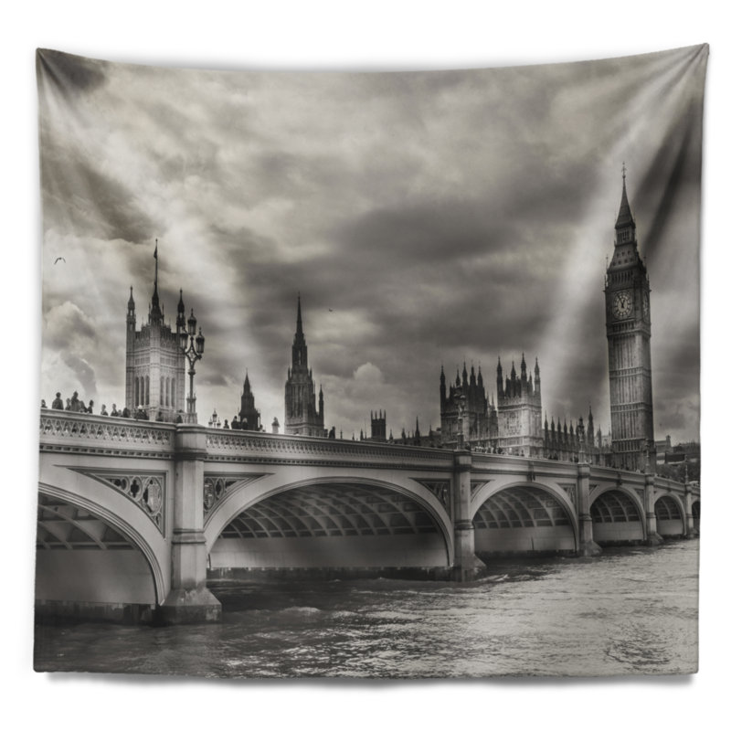 Cityscape magnifique vue de westminster bridge tapisserie avec accessoires suspendus inclus, H 78 po x l 92 po