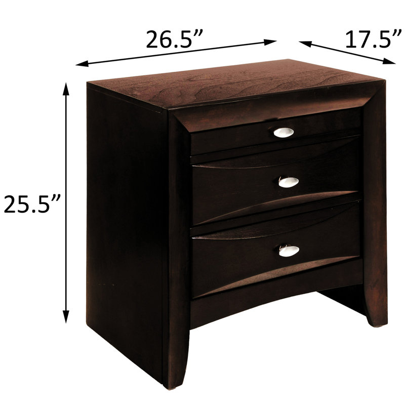 Table de chevet contemporaine 2 pour chambre à coucher - 2 tiroirs de style moderne et élégant, Espresso