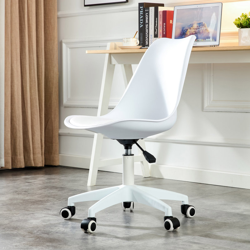 Chaise et bureau de bureau moderne Smoke, chaise rotative réglable à 360 °, Blanc, Blanc