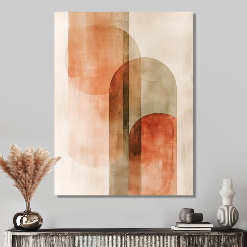 Toile neutre chaleureuse, art mural abstrait terre cuite, Kawah, H 32 po x l 24 po, Toile tendue