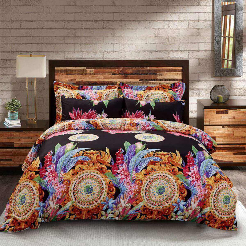  Ensemble de housse de couette réversible Floral Bedding, Housse de couette pour grand lit et 5 pièces supp