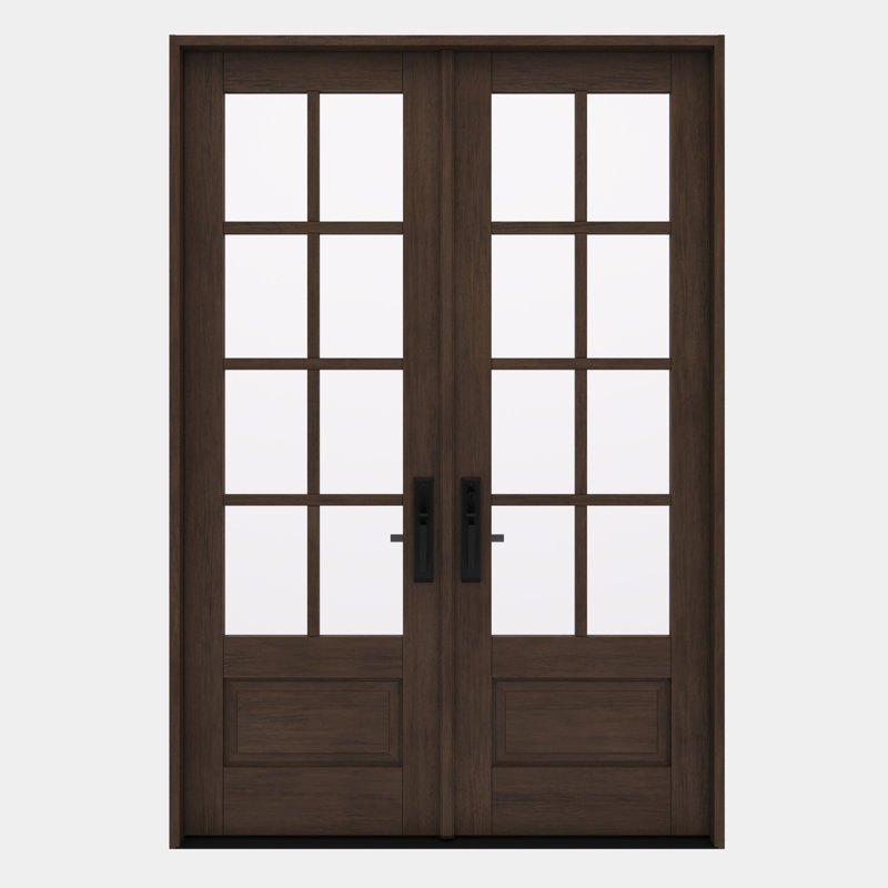 G7508-SW-96 | Porte double 96 po, extérieur pré-suspendu RTA, 8 Lite SDL, 3/4 Lite, 1 panneau, bois d'acajou brut
