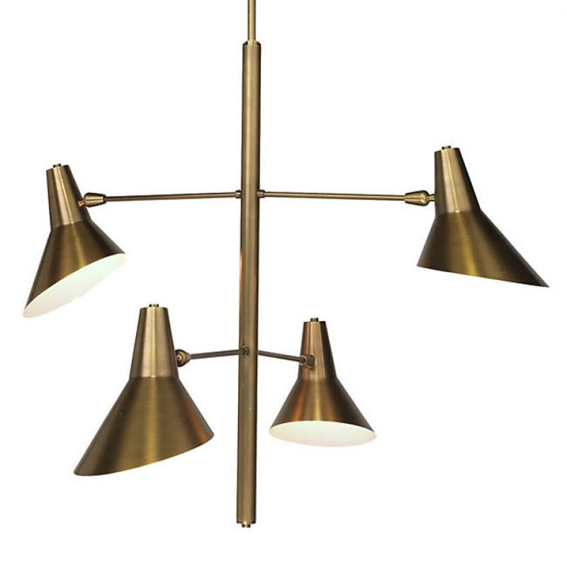 Lustre art déco Alan Mizrahi, Bronze, H 50 po x l 60 po x P 60 po