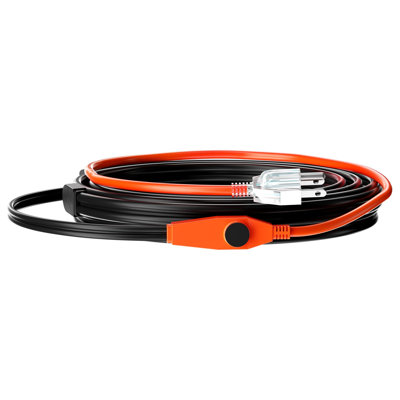 Pipe Heating Cable, 18FT 7W/FT Heat Tape for Pipes with Built-in Thermostat, Water Pipe Heat Cable Protects PVC Hose, Metal and Plastic Pipe from Freezing