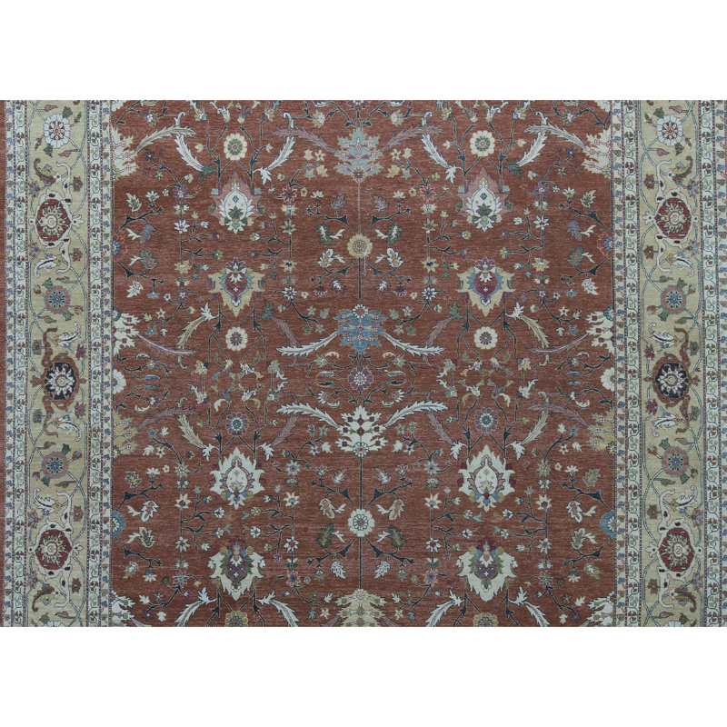 Tapis rouille et doré de haute qualité noué à la main