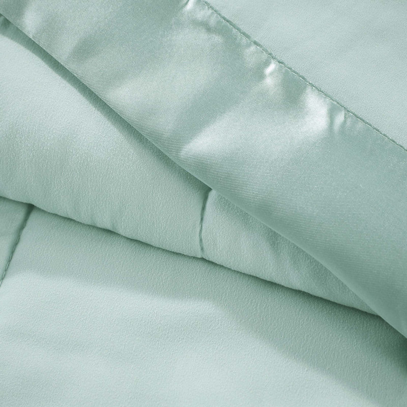 Couverture légère en duvet synthétique avec bordure satinée écume de mer double / grand, Écume de mer, écume de mer
