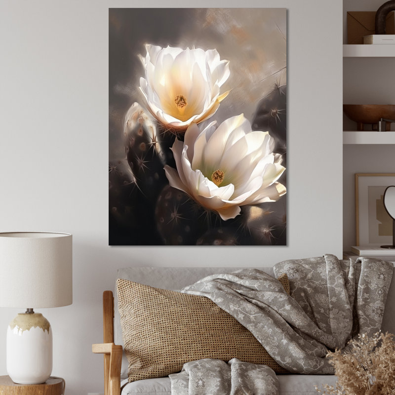 Impression sur toile de cactus crème brun II, H 20 po x l 12 po, Toile tendue