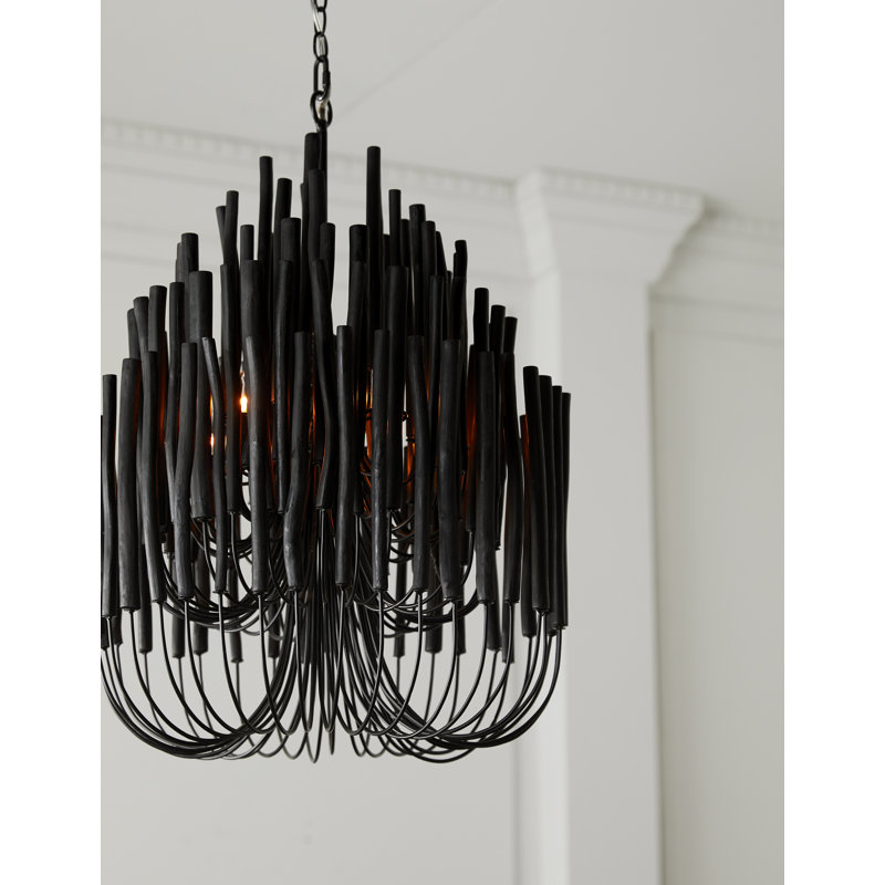 Tilda Chandelier, 30" H x 21" W x 21" D, Black Stained Wood