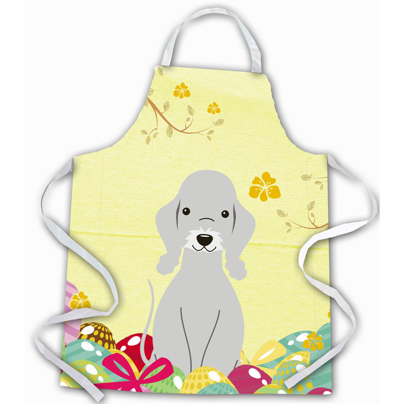 Tablier œufs de pâques, Jaune / Bleu, Bedlington Terrier