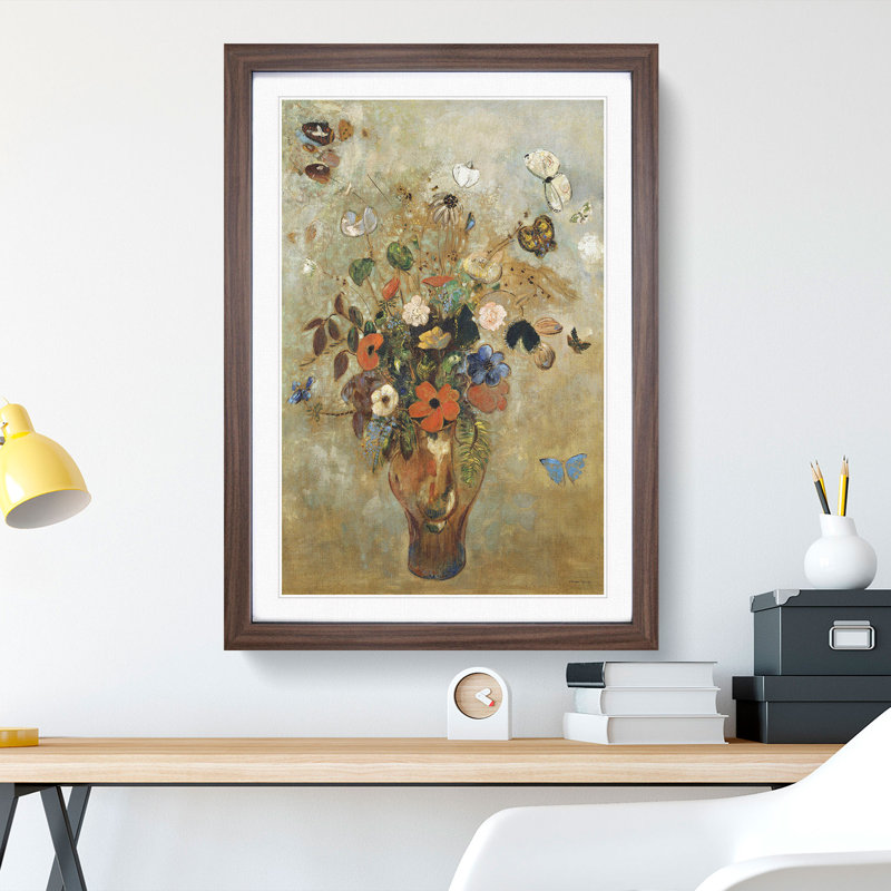 Vase of Flowers Vol.5 by Odilon Redon - Picture Frame Painting, 48cm H x 36cm W x 2cm D, Walnut Framed