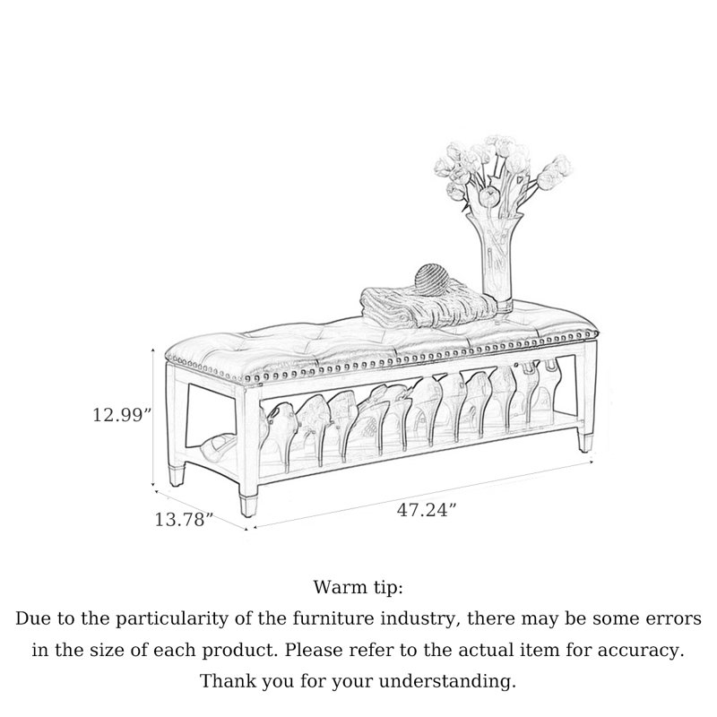 Banc de rangement pour chaussures en bois massif avec revêtement en cuir, Gris