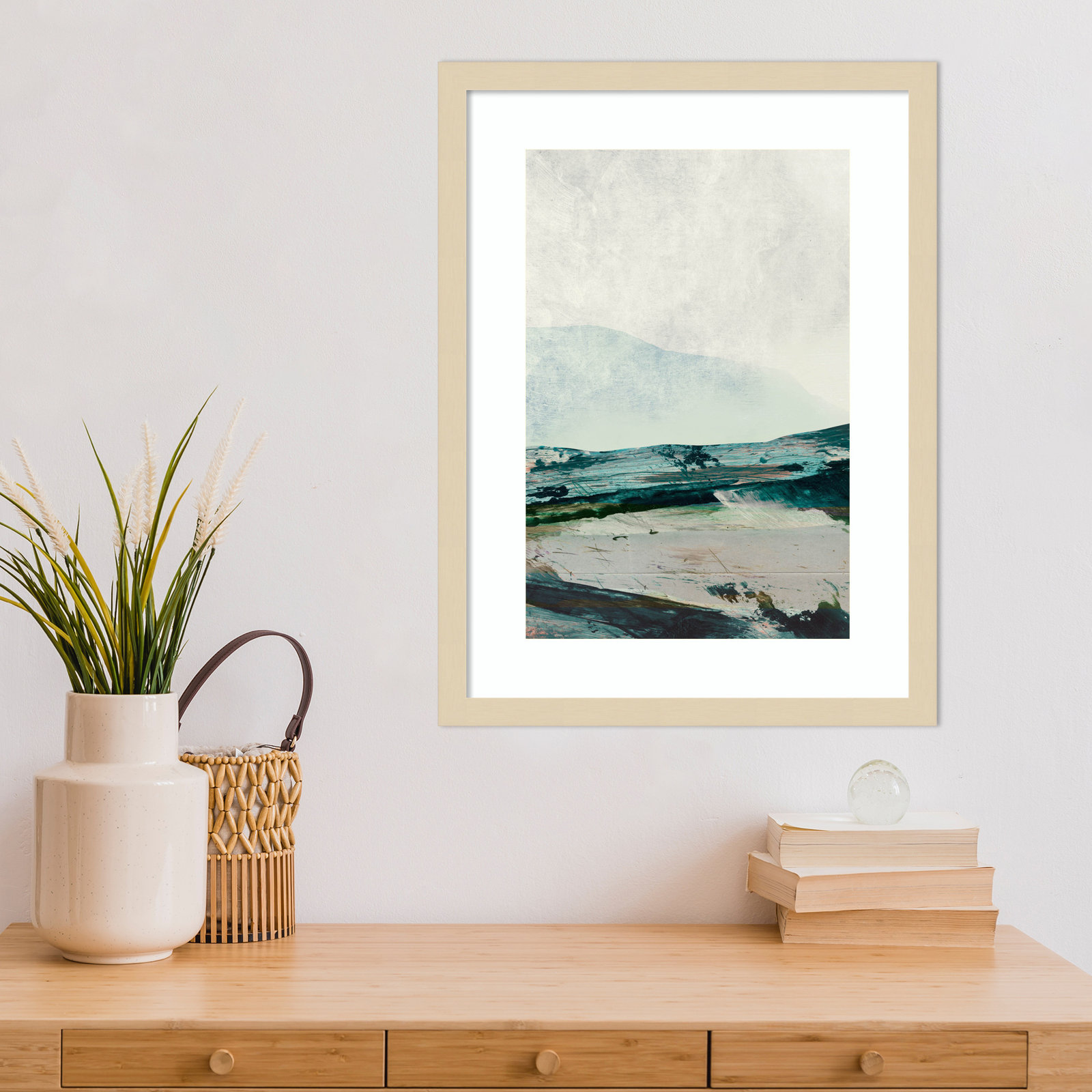 Cleve "Mountain Mists" Print by Dan Hobday, Brown Framed, 21" H x 16" W