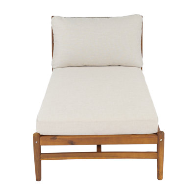 Chaise longue d'extérieur en bois d'acacia Cavett Coastal Mid-Century Resort avec corde tissée à la main
