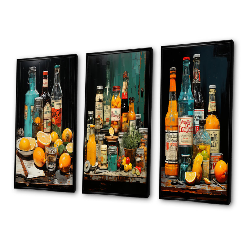 Zeste urbain cocktail et condiments, Cadre flottant noir, H 28 po x l 36 po