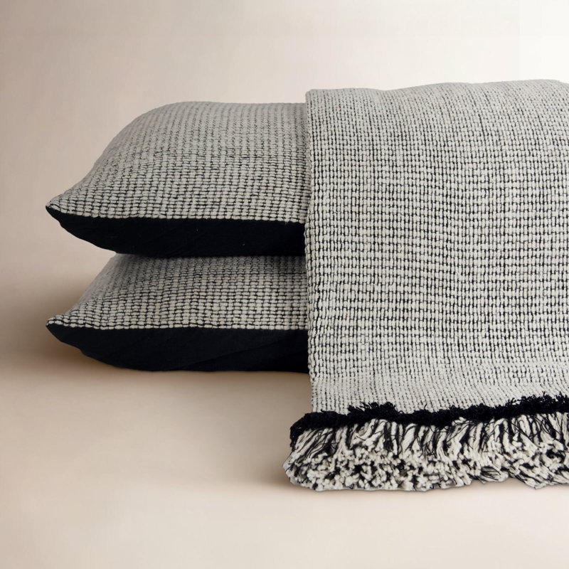 Eastover Hand Woven Blanket, Black/Natural