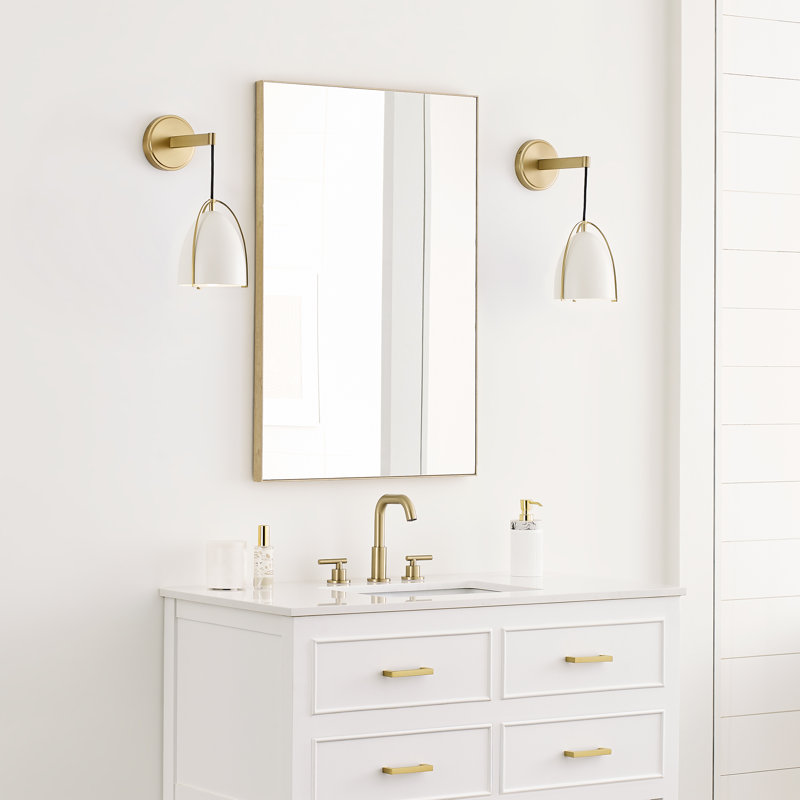 Norman 1 - Light Bath Sconce, No, Steel Matte White, Satin Brass