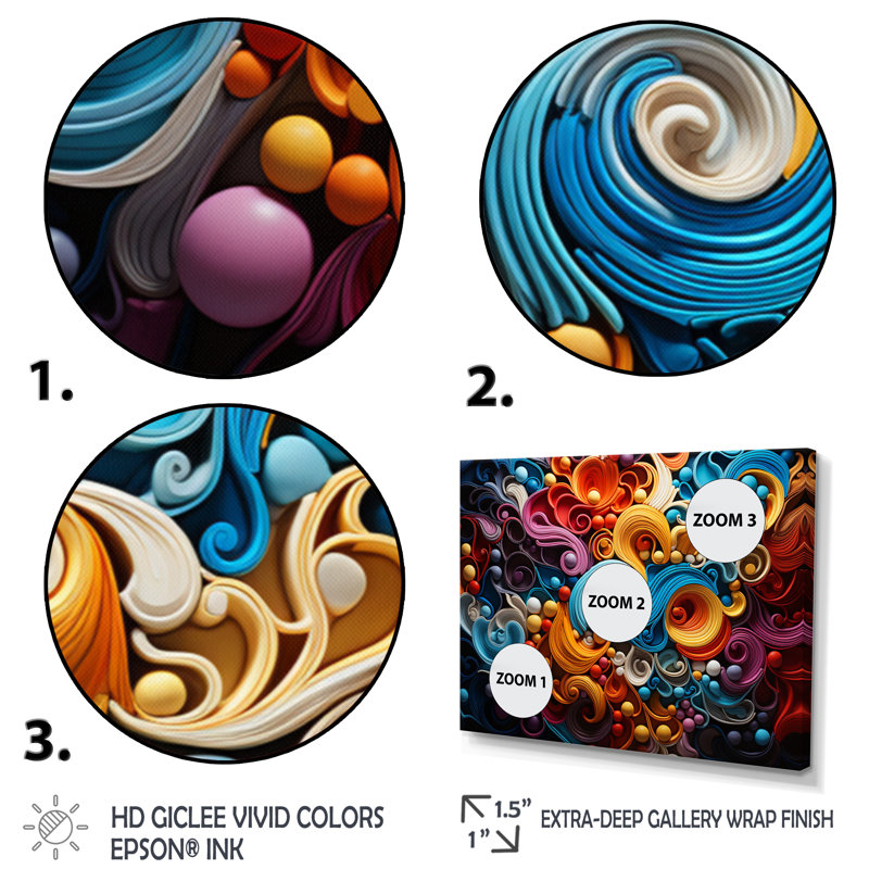 Opt Art Vibrant Illusions I - art mural Op Art, Toile tendue, H 30 po x l 40 po x P 1,5 po
