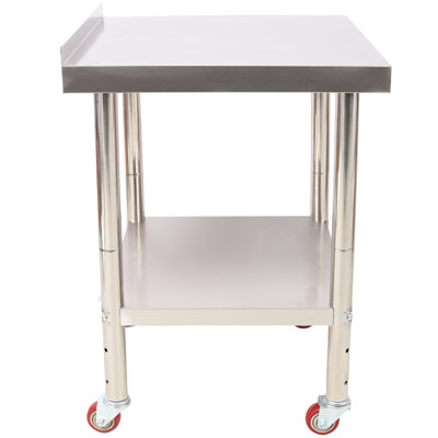 Table de préparation commerciale en acier inoxydable avec tablette réglable et roulettes