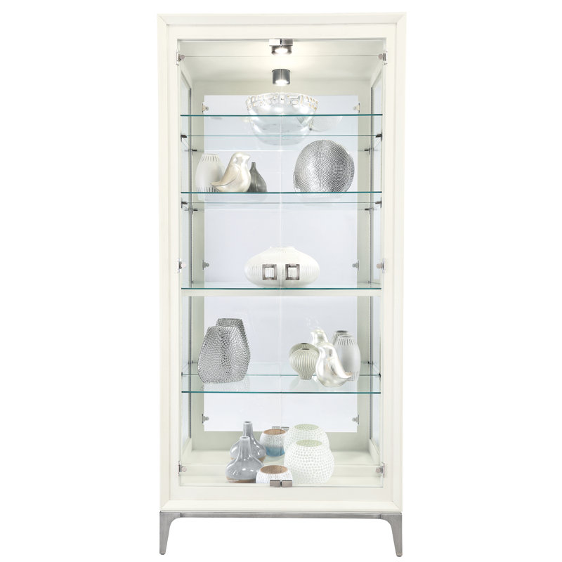 Sheena Lighted Curio Cabinet, Aged Linen
