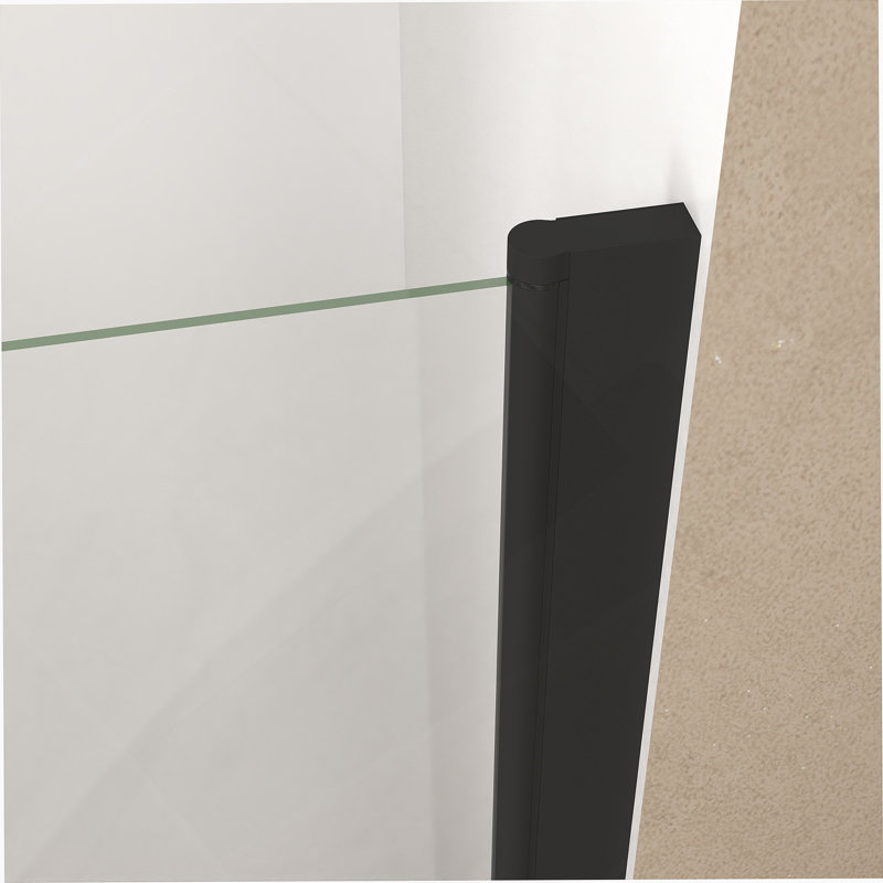 Shower Door, Bathroom Tempered Glass Shower Door With Aluminum Frame, Matte Black