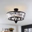 Plafonnier semi-encastré moderne en métal et cristal noir mat de 20 po à 4 lumières pour salon / chambre à coucher-1018939652