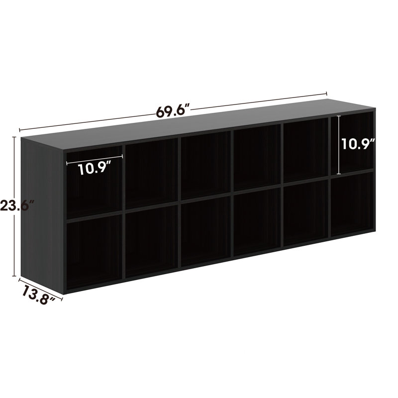 Hokku Designs Shoe Rack, 12 Compartment Open Storage Display Shoes Organizer FSSR019, Obsidian Wood