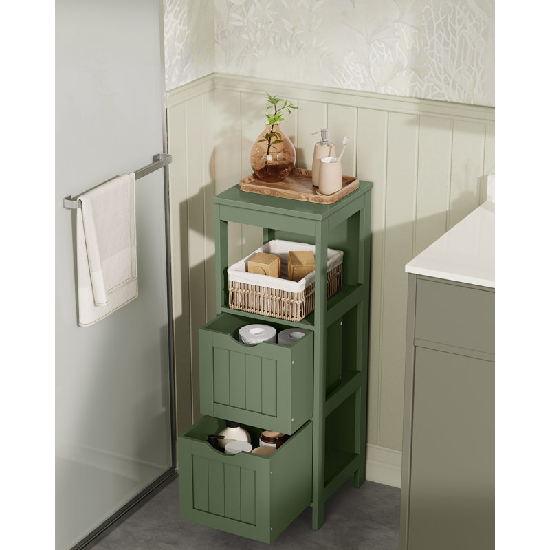 Oxfordshire Free-Standing Linen Cabinet, 35" H x 12" W x 12" D, Green