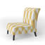 Fauteuil de chambre rembourré en velours doré et blanc à motif géométrique I