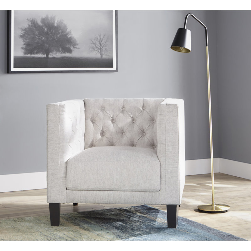 Fauteuil demi-tonneau de 34,5 po Nester, Polyester crème