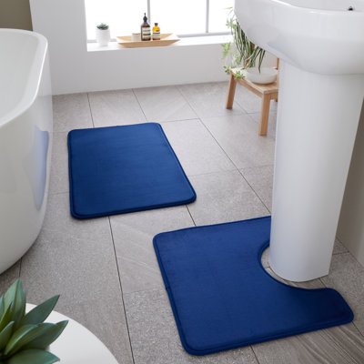 Anti-Bacterial Memory Foam Bath Mat and Pedestal Set