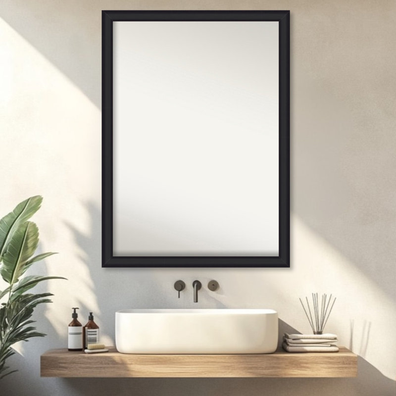 Miroir mural de salle de bain Oliver, 27 po x 21 po, Noir étroit