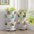 Jardinière verticale 2 pièces Soban Strawberry, tour de jardin empilable à 5 niveaux, pot à fleurs empilable avec poteau de soutien intérieur et extérieur