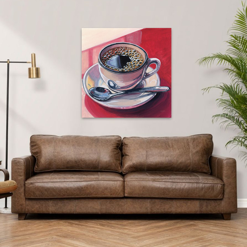 Café noir sur un comptoir, art contemporain, H 36 po x l 36 po