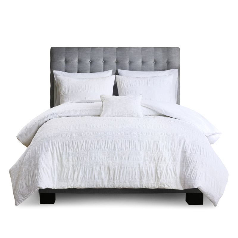 Housse de couette 4 pièces en coton blanc, double / grand, élégante et confortable
