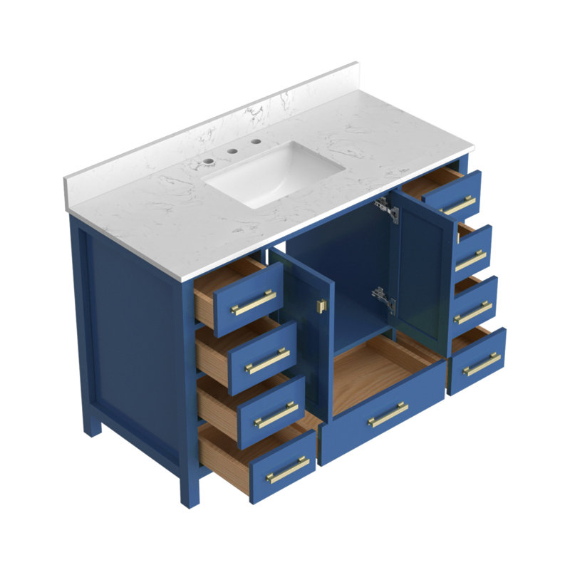Meuble-lavabo autoportant 48 po avec comptoir 48 po, Bleu, 48"