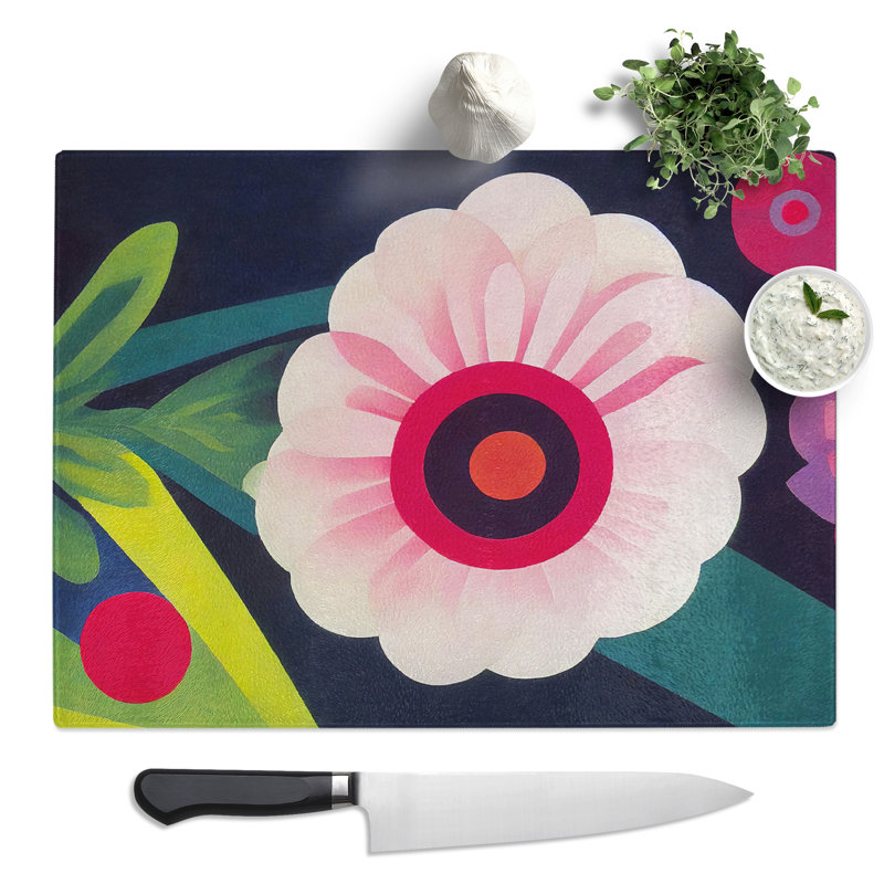 Carnation Flower Abstract  Glass Chopping Board